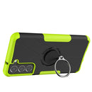 For Samsung Galaxy S21 FE Machine Armor Bear Shockproof PC + TPU Protective Case with Ring Holder(Green)