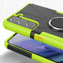 For Samsung Galaxy S21 FE Machine Armor Bear Shockproof PC + TPU Protective Case with Ring Holder(Green)