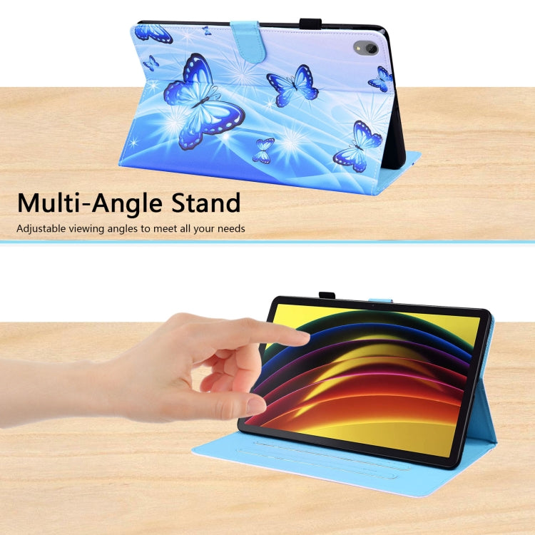 For Lenovo Tab P11 TB-J606F Animal Pattern Horizontal Flip Leather Case with Holder & Card Slots & Photo Frame(Blue Butterfly)