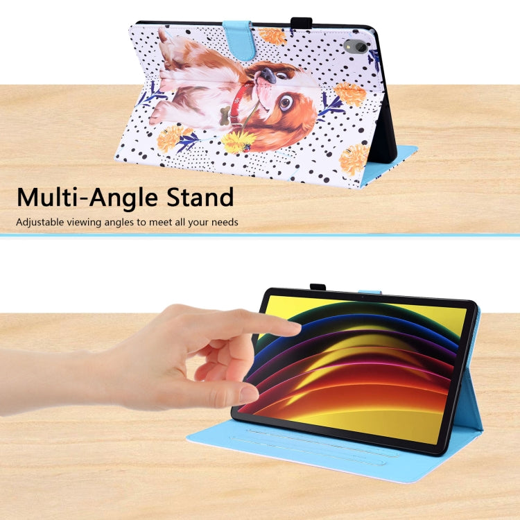 For Lenovo Tab P11 TB-J606F Animal Pattern Horizontal Flip Leather Case with Holder & Card Slots & Photo Frame(Little Flower Dog)
