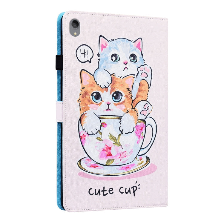 For Lenovo Tab P11 TB-J606F Animal Pattern Horizontal Flip Leather Case with Holder & Card Slots & Photo Frame(Cat Brothers)