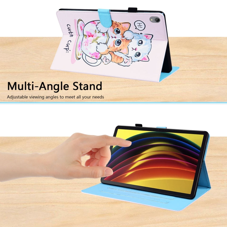 For Lenovo Tab P11 TB-J606F Animal Pattern Horizontal Flip Leather Case with Holder & Card Slots & Photo Frame(Cat Brothers)