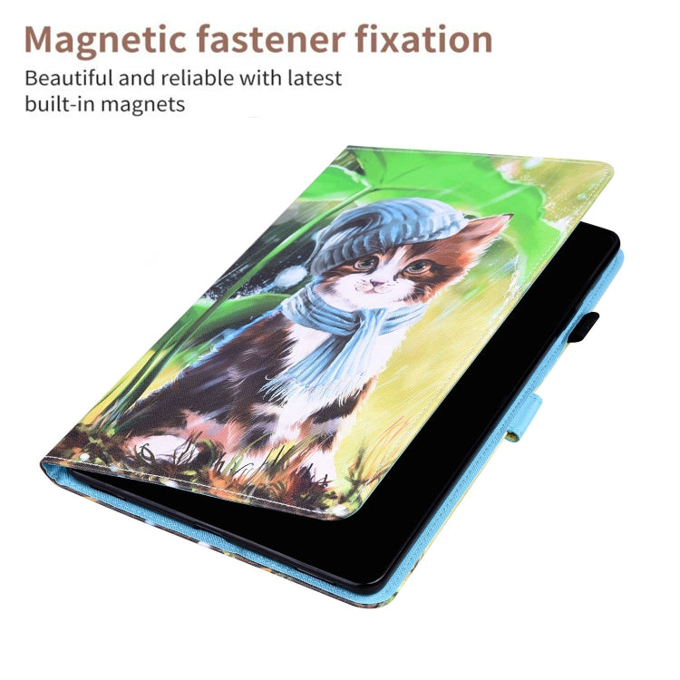 For Lenovo Tab P11 TB-J606F Animal Pattern Horizontal Flip Leather Case with Holder & Card Slots & Photo Frame(Bib Kitten)