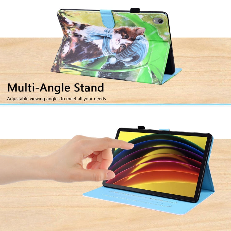 For Lenovo Tab P11 TB-J606F Animal Pattern Horizontal Flip Leather Case with Holder & Card Slots & Photo Frame(Bib Kitten)