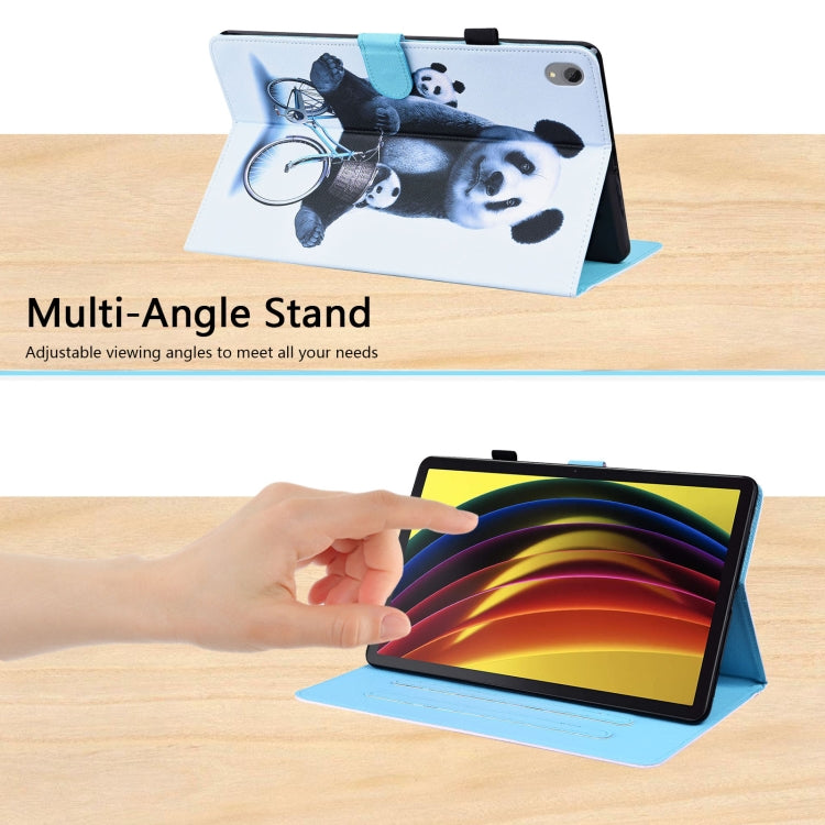 For Lenovo Tab P11 TB-J606F Animal Pattern Horizontal Flip Leather Case with Holder & Card Slots & Photo Frame(Cycling Panda)