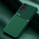 For OPPO K9 Classic Tilt Strip Grain Magnetic Shockproof PC + TPU Case(Dark Green)