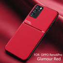 For OPPO Reno6 Pro 5G Classic Tilt Strip Grain Magnetic Shockproof PC + TPU Case(Red)