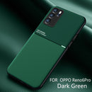For OPPO Reno6 Pro 5G Classic Tilt Strip Grain Magnetic Shockproof PC + TPU Case(Dark Green)