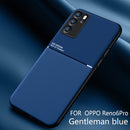 For OPPO Reno6 Pro 5G Classic Tilt Strip Grain Magnetic Shockproof PC + TPU Case(Blue)
