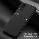 For vivo V21 Classic Tilt Strip Grain Magnetic Shockproof PC + TPU Case(Black)