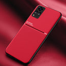 For vivo V21 Classic Tilt Strip Grain Magnetic Shockproof PC + TPU Case(Red)