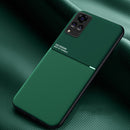 For vivo V21 Classic Tilt Strip Grain Magnetic Shockproof PC + TPU Case(Dark Green)