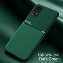 For vivo V21 Classic Tilt Strip Grain Magnetic Shockproof PC + TPU Case(Dark Green)