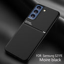 For Samsung Galaxy S21 FE Classic Tilt Strip Grain Magnetic Shockproof PC + TPU Case(Black)