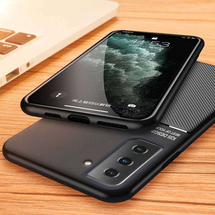 For Samsung Galaxy S21 FE Classic Tilt Strip Grain Magnetic Shockproof PC + TPU Case(Black)