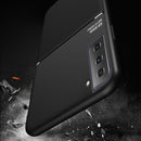 For Samsung Galaxy S21 FE Classic Tilt Strip Grain Magnetic Shockproof PC + TPU Case(Black)