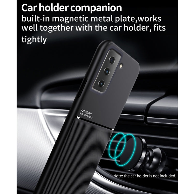 For Samsung Galaxy S21 FE Classic Tilt Strip Grain Magnetic Shockproof PC + TPU Case(Black)