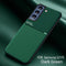 For Samsung Galaxy S21 FE Classic Tilt Strip Grain Magnetic Shockproof PC + TPU Case(Dark Green)