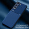 For Samsung Galaxy S21 FE Classic Tilt Strip Grain Magnetic Shockproof PC + TPU Case(Blue)