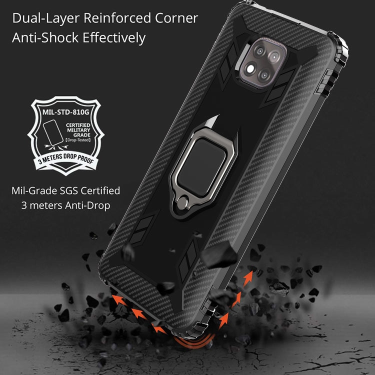 For Motorola Moto G Power 5G 2021 Carbon Fiber Protective Case with 360 Degree Rotating Ring Holder(Black)