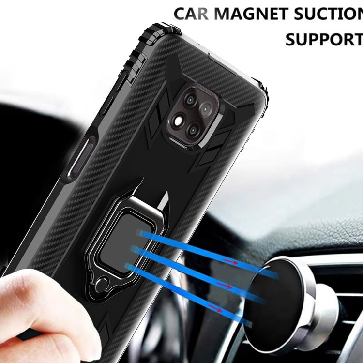For Motorola Moto G Power 5G 2021 Carbon Fiber Protective Case with 360 Degree Rotating Ring Holder(Black)