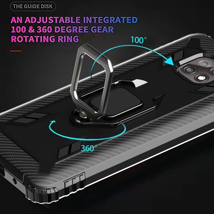 For Motorola Moto G Power 5G 2021 Carbon Fiber Protective Case with 360 Degree Rotating Ring Holder(Black)