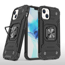 Magnetic Armor Shockproof TPU + PC Case with Metal Ring Holder For iPhone 13(Black)