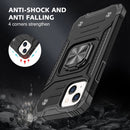 Magnetic Armor Shockproof TPU + PC Case with Metal Ring Holder For iPhone 13(Black)