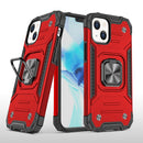Magnetic Armor Shockproof TPU + PC Case with Metal Ring Holder For iPhone 13(Red)