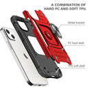 Magnetic Armor Shockproof TPU + PC Case with Metal Ring Holder For iPhone 13(Red)