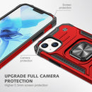 Magnetic Armor Shockproof TPU + PC Case with Metal Ring Holder For iPhone 13(Red)
