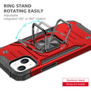 Magnetic Armor Shockproof TPU + PC Case with Metal Ring Holder For iPhone 13(Red)