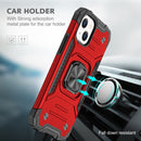 Magnetic Armor Shockproof TPU + PC Case with Metal Ring Holder For iPhone 13(Red)