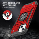 Magnetic Armor Shockproof TPU + PC Case with Metal Ring Holder For iPhone 13(Red)