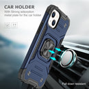 Magnetic Armor Shockproof TPU + PC Case with Metal Ring Holder For iPhone 13(Blue)