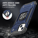 Magnetic Armor Shockproof TPU + PC Case with Metal Ring Holder For iPhone 13(Blue)