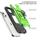 Magnetic Armor Shockproof TPU + PC Case with Metal Ring Holder For iPhone 13(Green)