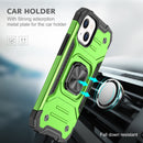 Magnetic Armor Shockproof TPU + PC Case with Metal Ring Holder For iPhone 13(Green)