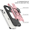 Magnetic Armor Shockproof TPU + PC Case with Metal Ring Holder For iPhone 13(Rose Gold)