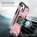 Magnetic Armor Shockproof TPU + PC Case with Metal Ring Holder For iPhone 13(Rose Gold)
