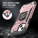 Magnetic Armor Shockproof TPU + PC Case with Metal Ring Holder For iPhone 13(Rose Gold)