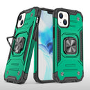 Magnetic Armor Shockproof TPU + PC Case with Metal Ring Holder For iPhone 13(Dark Green)