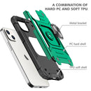 Magnetic Armor Shockproof TPU + PC Case with Metal Ring Holder For iPhone 13(Dark Green)