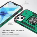 Magnetic Armor Shockproof TPU + PC Case with Metal Ring Holder For iPhone 13(Dark Green)