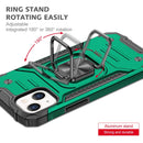 Magnetic Armor Shockproof TPU + PC Case with Metal Ring Holder For iPhone 13(Dark Green)