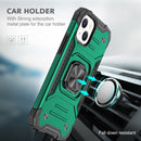 Magnetic Armor Shockproof TPU + PC Case with Metal Ring Holder For iPhone 13(Dark Green)