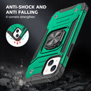 Magnetic Armor Shockproof TPU + PC Case with Metal Ring Holder For iPhone 13(Dark Green)