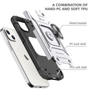 Magnetic Armor Shockproof TPU + PC Case with Metal Ring Holder For iPhone 13(Silver)