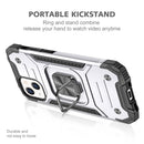 Magnetic Armor Shockproof TPU + PC Case with Metal Ring Holder For iPhone 13(Silver)