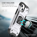 Magnetic Armor Shockproof TPU + PC Case with Metal Ring Holder For iPhone 13(Silver)